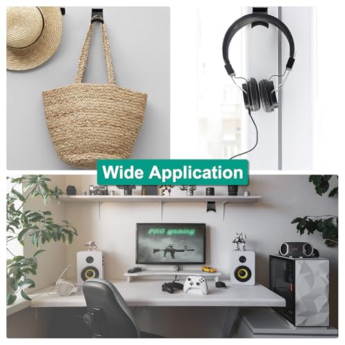 uxcell Headphone Stand, 2 Pcs ABS Headset Holder Adhesive Headphone Holder Hook Mount Headphone Hanger Hook Under Desk for Gaming Headphones Earphones Cables, Black(Wall-Mounted) - color: Black