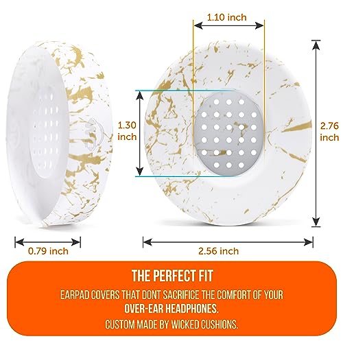 WC SweatZ Solo - Patented Earpad Sweat Covers for Beats Solo 4 & 3, Made by Wicked Cushions | Sweatproof & Machine Washable | Gold Marble - color: Gold Marble