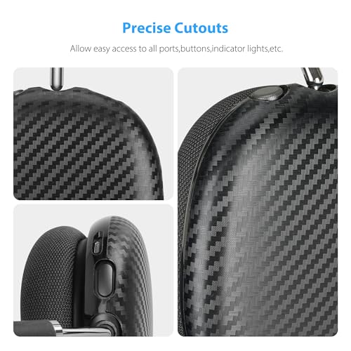 Carbon Fiber Texture Case Cover for AirPods Max Headphone, TPU Anti-Scratch Ear Cup Cover, Protective Skin Accessories for Apple AirPods Max(2024/2020) - Matte Black - color: Matte Black