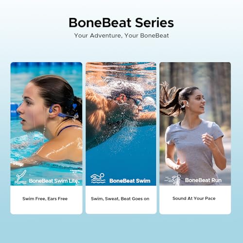 Bone Conduction Headphones, IP68 Waterproof Swimming Headphones Wireless Bluetooth 5.4, Skin Friendly Silicone, 32GB MP3 Mode, Sport Open Earphones for Underwater, Running, Cycling (Black)