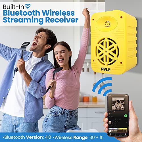 Pyle 500 Watt Bluetooth Indoor Outdoor Speakers Pair - Dual Waterproof 5.25” 2-Way Full Range Speaker System w/ 1/2” High Compliance Polymer Tweeter |Home, Boat, Marine, Deck, Patio, Poolside (Yellow) - color: Yellow