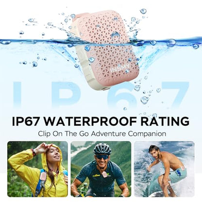 INSMY Wearable Bluetooth Speakers IP67 Waterproof Clip On Small Speaker | Portable Personal Speakers,Clean Sound,Stereo Pair,Wireless,ENC Built-in Mic,Lightweight for Golf Work Pool Gift (Pink) - color: Pink