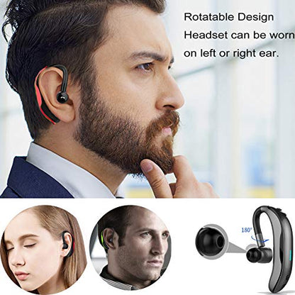 Wireless Earpiece Wireless Headset Handsfree Call Earpiece Noise Cancellation Earbud Long Talk Time Earphone Compatible with Smart Cell Phones Car Driver Trucker Business Office Men Women (Red) - color: Red