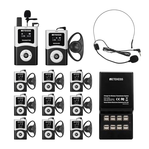 Retekess T130U(4nd Gen T130)Tour Guide System, Translation System(1TX 10RX) | for Factory, School, 200M, U-Band Digital Mode, with16 USB Charging Ports, 40H, Easy Operation, Wireless Connection - style: 1-10