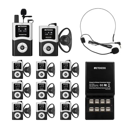 Retekess T130U(4nd Gen T130)Tour Guide System, Translation System(1TX 10RX) | for Factory, School, 200M, U-Band Digital Mode, with16 USB Charging Ports, 40H, Easy Operation, Wireless Connection - style: 1-10