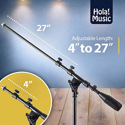 Hola! Music Mic Stand w/Adjustable Height for Home, Studio, Office or Stage Use – Low Profile (Kick Drum)