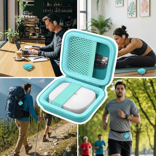 co2CREA SHOKZ 오픈핏 프로 오픈 이어 이어버드용 하드 케이스, 민트 | 메시 액세서리 포켓, 충전 케이블 보관, 경량 디자인, 카라비너 클립 - color: 민트 그린 케이스, style: OpenFit Pro용