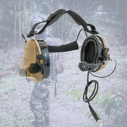 HEARFALCOM Tactical Headset C5 PRO Headphones with Mic Noise Cancelling for kenwoo Two-Way Radio for Airsoft CS Gaming - color: Brown