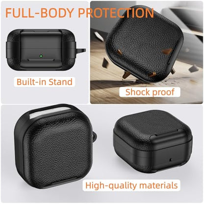 Kickstand Case Compatible with Samsung Galaxy Buds 4 /Buds 4 Pro Keychain | Lanyard Cleaning kit Soft TPU and Hard PC, Drop Shockproof Full Protection Cover for Women Men for Galaxy Buds 4 /Buds 4 Pro - color: Red+Black
