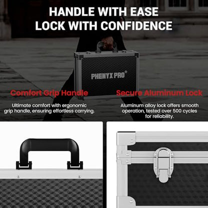 Phenyx Pro Medium Storage Case with Customizable Pre-Diced Foam PCSE-M | Aluminum Alloy Frame, Protective Gear Storage, Wireless Mic Systems, Equipment Transport - size: Medium (44.5*12.5*35cm)