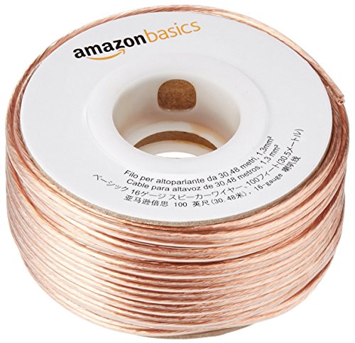 Amazon Basics 16-Gauge Speaker Wire Cable, Polarity Marked, 100 ft, Bronze - size: 100 Feet