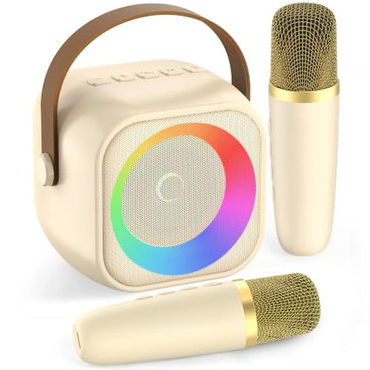 Karaoke Machine for Kids, Karaoke Gifts for Girls Ages 4, 5, 6, 7, 8, 9, 10, 12 +Year Old Birthday Party, 4-12 Years Old Christmas Toys Gift for Girls - color: Beige