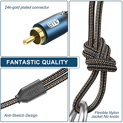 EMK 3.5mm to 2RCA Cable 24K Gold-Plated Nylon Braided RCA to Auxiliary Stereo Audio Headphone Male to Male 1/8 to RCA Cord for Tablet,Subwoofer,Home Theater,DVD Speaker,MP3/MP4,Player 6.6ft/2m - size: 6.6ft/2m, style: 3.5MM to 2RCA