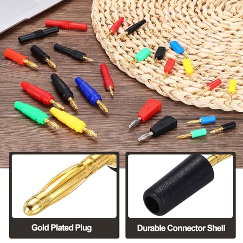 MECCANIXITY 4 Pcs 2mm Banana Plugs, 10A 6mm OD 26.5mm Length Speaker Wire Cable Plugs Connectors, Banana Jack Connector for Speaker Wire Audio Cable, Black&Red - color: Black; Red
