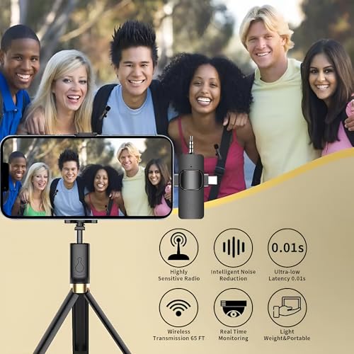 Wireless Lavalier Microphone Dual-Set, 3-in-1 Receiver (Lightning/USB-C/3.5 mm), 2 Clip-On Mics, 20 m Range, Plug-and-Play Audio for iPhone, Android, DSLR, YouTube & Zoom
