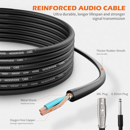 talomen Wired Microphone for Singing, Metal Female, ON/Off Switch, Professional Vocal Dynamic Mic with 20ft & 6.5ft XLR Audio Cable, Cardioid Studio Microfono for Podcasting and Recording, Black-L52