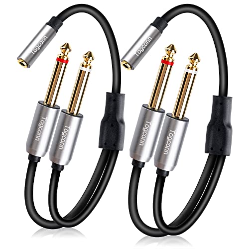 3.5mm to Dual 6.35mm Y-Adapter Splitter 0.6 Feet,3.5mm 1/8 Inch TRS Stereo Female to 2 X 6.35mm 1/4 Inch TS Mono Male Y Splitter Audio Cord Converter Connector for Phone, PC, Computer Sound Card-2Pack - size: 2 Pack, style: 3.5(female) to dual 6.35(male)