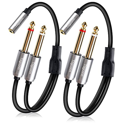 3.5mm to Dual 6.35mm Y-Adapter Splitter 0.6 Feet,3.5mm 1/8 Inch TRS Stereo Female to 2 X 6.35mm 1/4 Inch TS Mono Male Y Splitter Audio Cord Converter Connector for Phone, PC, Computer Sound Card-2Pack - size: 2 Pack, style: 3.5(female) to dual 6.35(male)