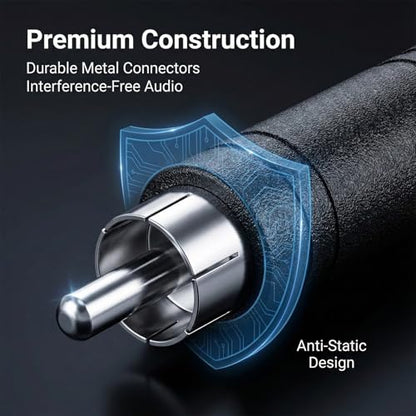 3 Pack 6.35mm to RCA Adapter RCA Male Plug to 6.35mm 1/4 Inch Mono Female Audio Mic Plug Adapter Black Audio Mic Plugs Adapters RCAs to1/4 Inch Adapters Jack Converterr for Amplifiers Speaker