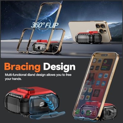 Safety Lock Case for Samsung Galaxy Buds3 FE/Pro/3 (RED) | Compatible with MagSafe, with Phone Stand& Cleaning kit,Keychain, - color: A-A-A-Red