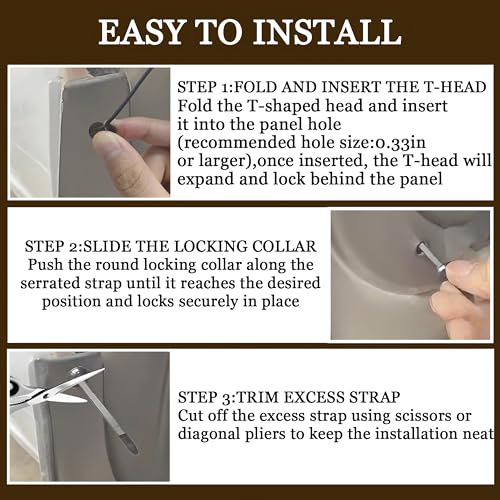 200PCS Cable Tie Buckle,Nylon Universal Automotive Zipper Clips,Heavy Duty Plastic Rivet T Self-Locking Zip Ties,Zippered Trim Clip Auto Parts,Button Ziptie Bumper Retainer Fender Liner Fastener - style: Zip