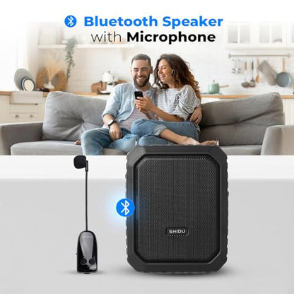 Wireless Voice Amplifier Waterproof Bluetooth Speaker with Microphone M800 | 18W Portable PA System with Waist Clip, Rechargeable Megaphone Microphone and Speaker for Teachers, Tour Guide, Presentation