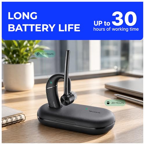 YealinkBH71 Workstation Pro Teams Certified Speaker and On Ear Bluetooth Headset BH71, Dongle, Charging Case, for Video/Mobile Phone Calls, Compatible with Zoom, UC Meet, Gold Support Plan, 1208654