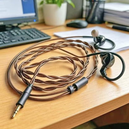 FAAEAL HiFi Audiophile IEM Cable,6N High Purity Oxygen Free Copper (OFC) Wired Earphone Cable Compatible with KZ ZS10 ZSN AS16,QDC-C Pin in Ear Monitor Cords for Musicians 3.5mm 4.9ft(Recessed 2pin)