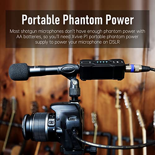 Xvive P1 Phantom Power Supply for Microphone Preamp,Condenser Microphones,Shotgun Mic,with XLR Cable - size: P1 with XLR