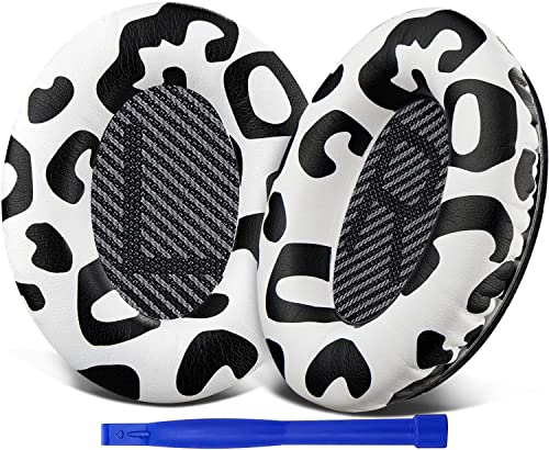 Replacement Earpads Cushions for Bose QuietComfort 35 (QC35) & Quiet Comfort 35 II (QC35 ii) Headphones, Ear Pads with Softer Leather, Noise Isolation Foam, Added Thickness (Snow Leopard) - color: Snow Leopard