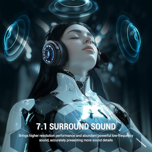 EKSA Wireless Gaming Headset for PS5, PC, PS4, Mac, Switch, Gaming Headphones with 2.4GHz, Bluetooth 5.3, 7.1 Surround Sound, Detachable Noise Canceling Microphone