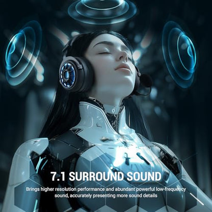 EKSA Wireless Gaming Headset for PS5, PC, PS4, Mac, Switch, Gaming Headphones with 2.4GHz, Bluetooth 5.3, 7.1 Surround Sound, Detachable Noise Canceling Microphone