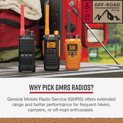 Cobra Trailblazer 500 GMRS Radio (2-Pack), IP54 Rugged No-Display Design | 2.5W Long Range Walkie Talkies, 16hr Battery, Swivel Holster, Programmable Software, Removable Antenna, Repeater Compatible