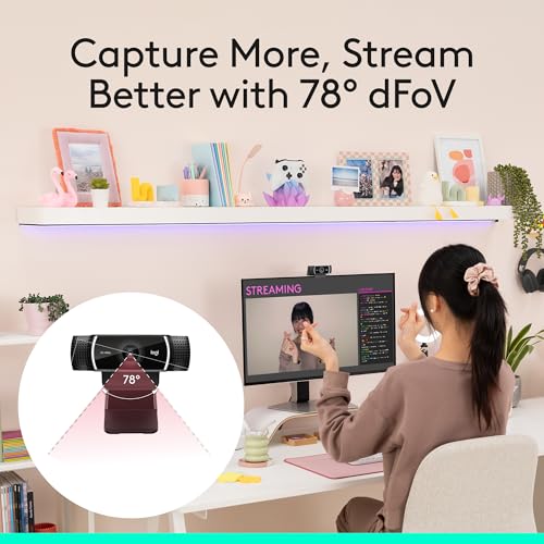 Logitech C922x HD Pro PC Webcam, Full HD 1080p/30fps or 720p/60fps Video, HD Light Correction, Works with Microsoft Teams, Google Meet, Zoom, Nintendo Switch 2’s new GameChat mode, Mac/Tablet- Black - size: 1 Pack, style: 1080P/30 fps, 720p/60fps