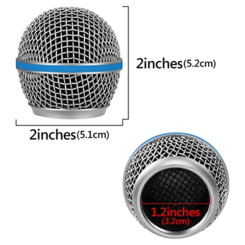 GEEKRIA for Creators Replacement Mic Grille Compatible with Shure BETA 58A, SV100, Metal Mesh Ball Head Cover, Microphone Mesh Replacement, Silver, 2-Pack - color: Silver