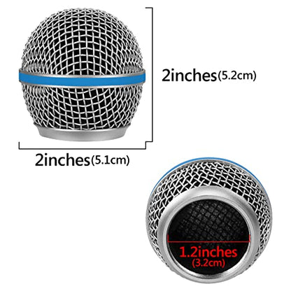 GEEKRIA for Creators Replacement Mic Grille Compatible with Shure BETA 58A, SV100, Metal Mesh Ball Head Cover, Microphone Mesh Replacement, Silver, 2-Pack - color: Silver