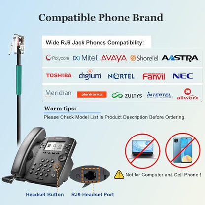 Callez Telephone Headset with Noise Cancelling Mic for Landline Deskphones | Corded RJ9 Phone Headset Mono, Works with Polycom Plantronics Avaya ShoreTel Mitel NEC Allworx Toshiba Digium Office Phones