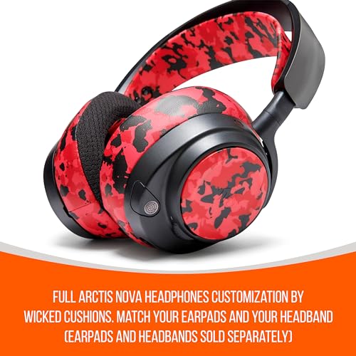 WC Side Plates for Arctis Nova Pro Wireless, Pro Wired & Nova Elite | Made by Wicked Cushions | Also fits Nova Pro Omni, 7, 7X & 7P | Red Camo - color: Red Camo