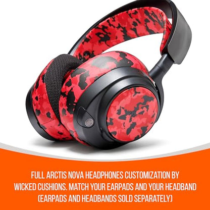 WC Side Plates for Arctis Nova Pro Wireless, Pro Wired & Nova Elite | Made by Wicked Cushions | Also fits Nova Pro Omni, 7, 7X & 7P | Red Camo - color: Red Camo