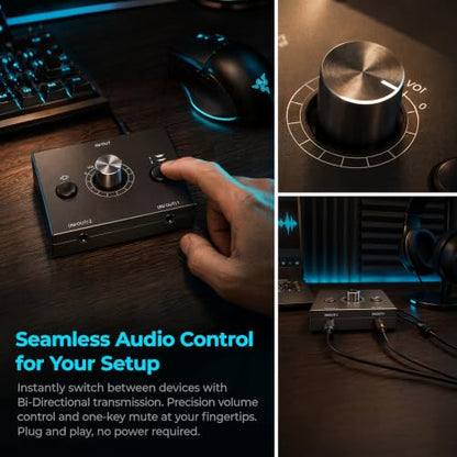 3.5mm Audio Switcher Passive Speaker Selector with Mute