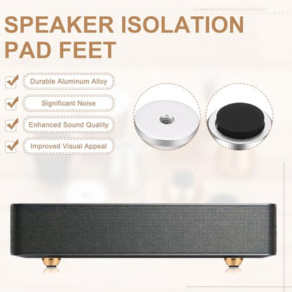 MECCANIXITY 4Pcs Speaker Isolation Pad Feet, 15x7mm Shockproof Aluminum Alloy Vibration Isolation Speaker Shock Base Pad Cone Base with Double-Sided Adhesive for Audio Equipment, Silver - color: Silver, size: 15x7mm