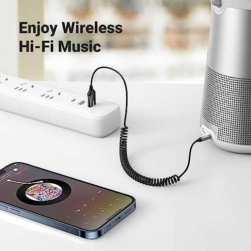 UGREEN Aux to Bluetooth 6.0 Adapter 3.5mm Bluetooth Receiver for Car USB 2.0 to 3.5mm Jack Kit with Built-in Microphone Aux Input for Hands-Free Calls Compatible with Car Speaker and Home Audio - color: Dark Grey