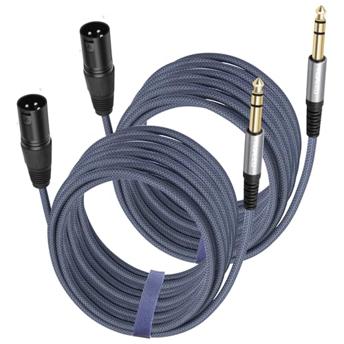 1/4 TRS to 3Pin XLR Male Auido Cable,6.35mm TRS to XLR 3pin Male Braid Quarter inch Balanced Cable for Mixer Power Amplifier-2Pack 16FT - color: 1/4 TRS To XLR M, size: 16feet(2pack)