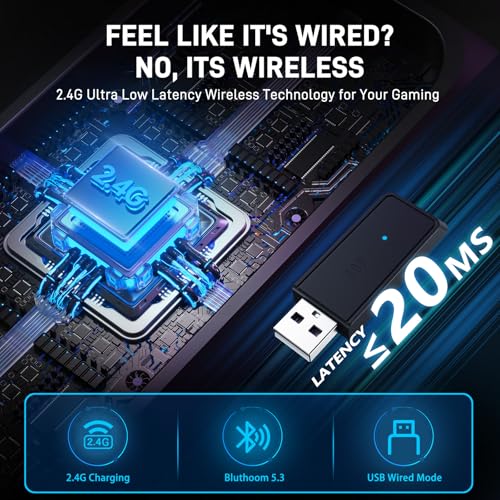 UHURU Dual Wireless Gaming Headset with Microphone for PS5 PS4 PC: Gaming Headphones with Stereo Sound - 32Hr Battery - Cool RGB