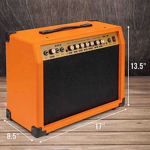 LyxPro 40 Watt Electric Guitar Amplifier | Solid State Studio Amp with 8” 4-Ohm Speaker, Custom EQ Controls, Drive, Delay, ¼” Passive/Active/Microphone Inputs, Aux in & Headphone Jack - Sunburst - color: Sunburst, size: 40 Watt