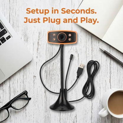 1080P HD Webcam with Microphone – USB Computer Camera for Laptops and Desktops Video Conferencing, Night Vision & Plug and Play