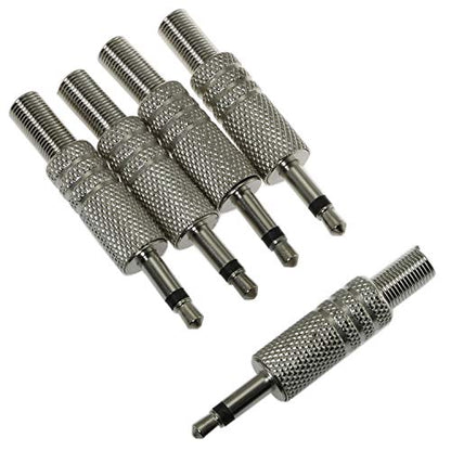 E-outstanding 3.5mm Mono Plug 5PCS 1/8 Inch TS Mono Mini Stereo Metal Male Jack Adaptor Connector