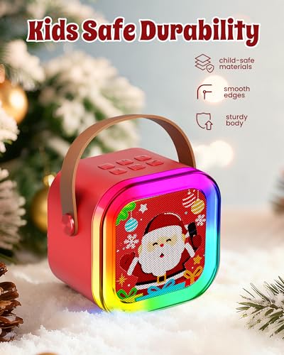 CscyyAmz Mini Karaoke Machine for Kids Girls & Boys - Portable Bluetooth Speaker with 2 Wireless Microphones - Kids Birthday Gifts for Ages 4-10 - Red - style: Red