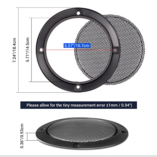 Facmogu 2PCS 6.5in Audio Speaker Mesh Cover, Speaker Protective Grille with Black Wire Mesh & Metal Glossy, Steel Mesh Speaker Cover with 8PCS Screws for Loudspeaker Mounting - color: Black, size: 6.5 Inch