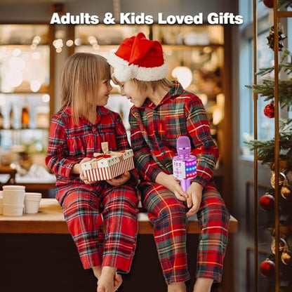BONAOK Karaoke Microphone for Kids & Adults - Bluetooth Microphones Singing Mic with Disco Lights, Echo Effect, Built-in Speaker Portable Karaoke Player for Party Travel Gifts Q78(Light Purple) - color: Light Purple